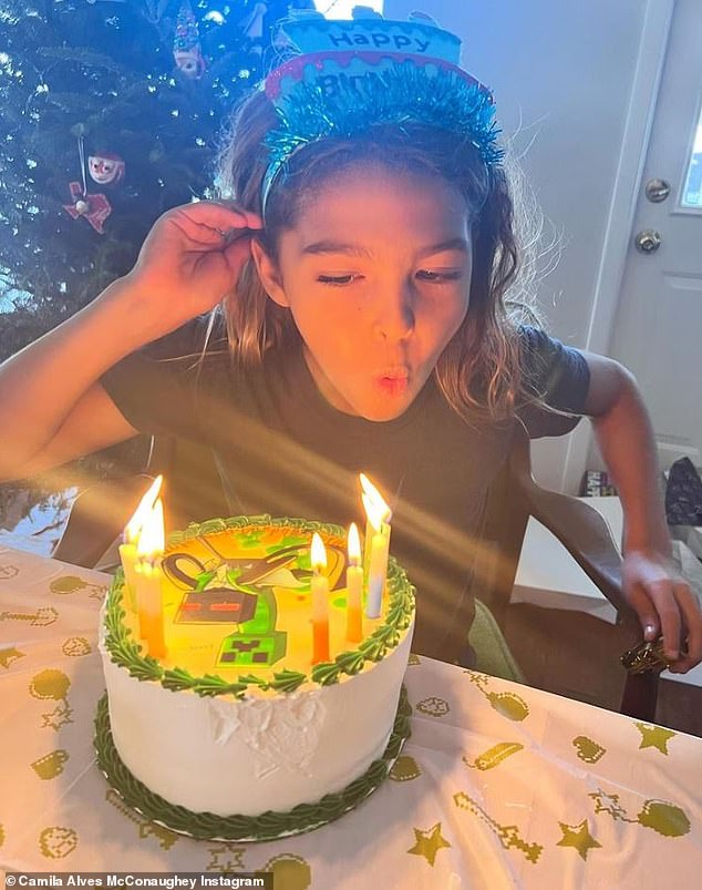 Birthday boy: Matthew McConaughey's wife Camila posted a rare photo of their son when they celebrated his 10th birthday in December