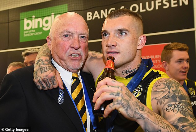 Hunt (pictured with Dustin Martin after Richmond's 2017 grand final victory) caused concern about his state of mind with worrying posts on social media last year.