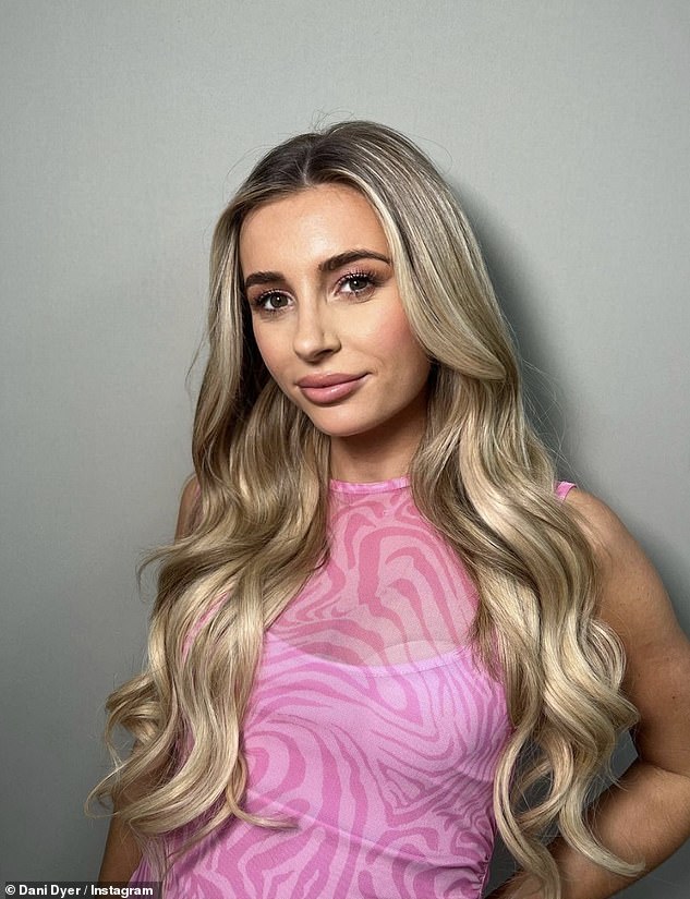 Stunning: The 26-year-old former Love Island winner also shared a series of snaps showing her cradling her growing baby bump while donning a form-fitting pink mesh dress