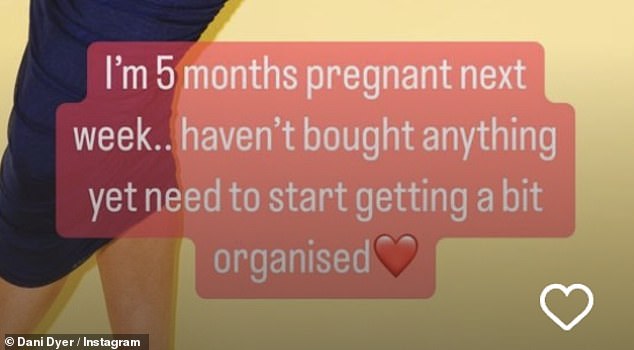 Tips: In another post, Dani hinted at her due date when she shared that she's five months pregnant next week.