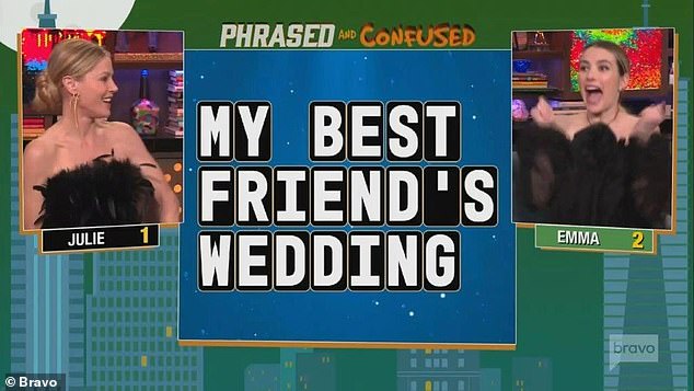 Correct Answer: Emma took the initiative when she guessed correctly My Best Friend's Wedding