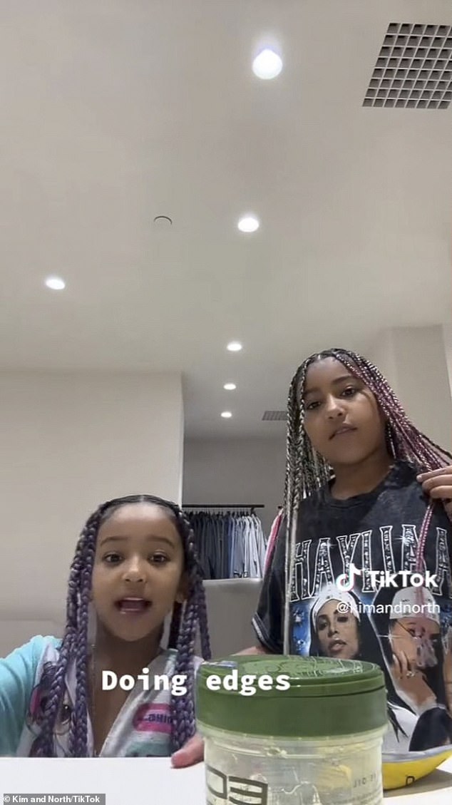 Hair Challenge: North went on to post Tuesday by sharing a clip of her and Chicago combing their 