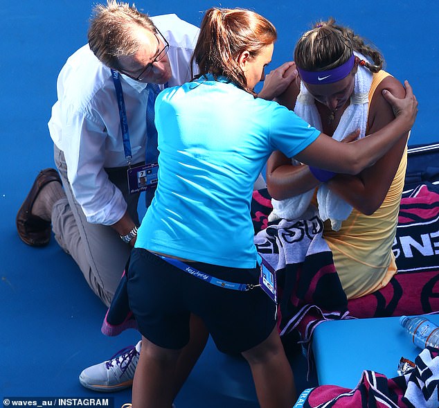 Djokovic has been endorsed by former two-time Australian Open winner Victoria Azarenka, who recalled being questioned about her rib injury that led to her 10-minute timeout in the 2013 Australian Open semifinal (pictured).