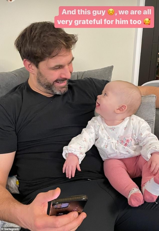 Sweet: She then added some photos of her family, husband Jamie Jewitt and children Nell, two, and Nora, six, saying they make her 