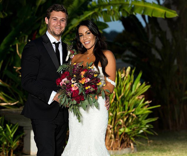 Davina rose to fame as the villainous bride on the fifth season of the reality show Married At First Sight in 2018, where she 'married' Ryan Gallagher (left)