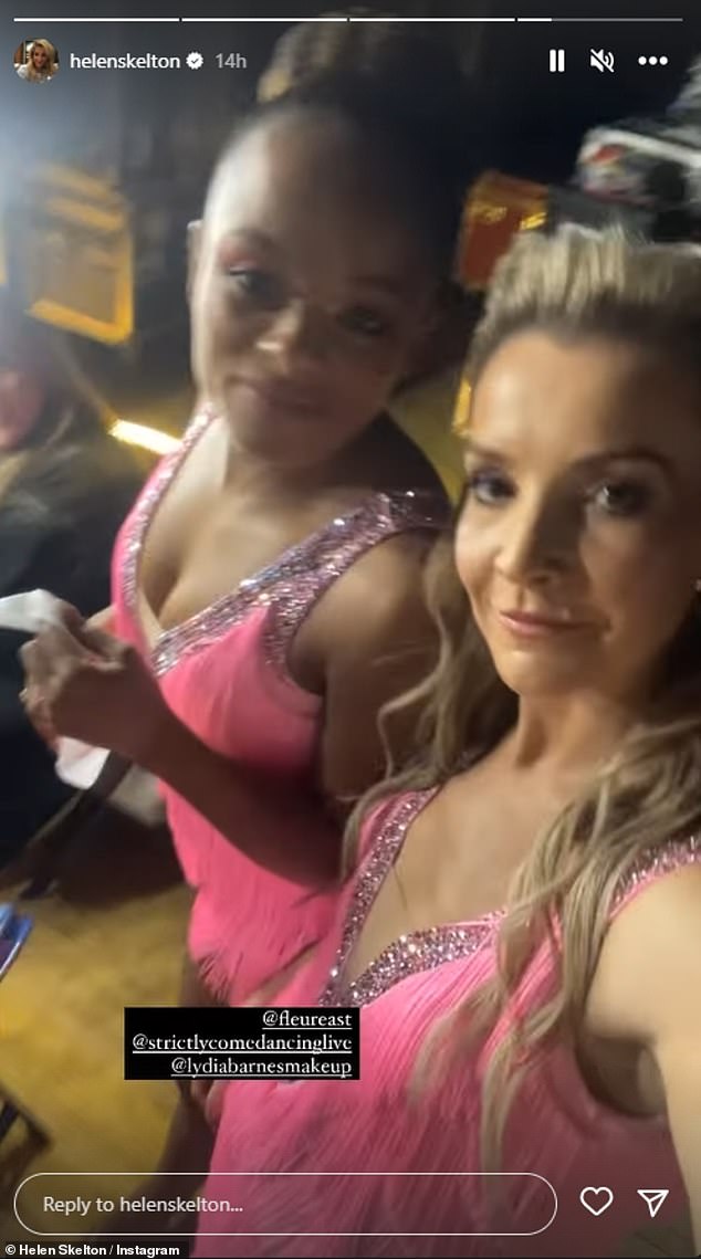 Pink Perfection: Helen has been dancing up a storm on the Strictly tour with Kai Widdrington - pictured backstage with Fleur East