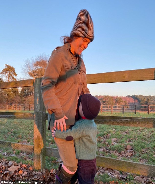 Princess Eugenie is pregnant with her second child and is expected to give birth in the summer, it has been announced (pictured with son August)