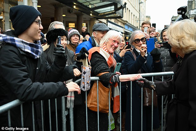 Many people in the crowd were delighted to meet the queen consort after the Royal Osteoporosis Society reception.