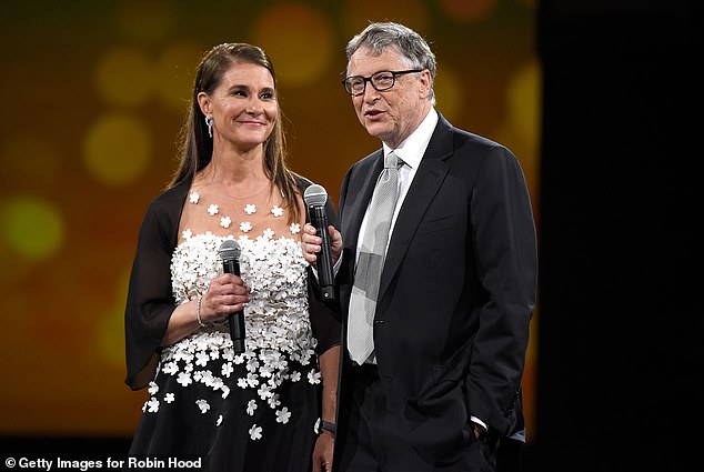 Melinda Gates and Bill Gates speak onstage during the Robin Hood Foundation Benefit at the Jacob Javitz Center in New York City on May 14, 2018.