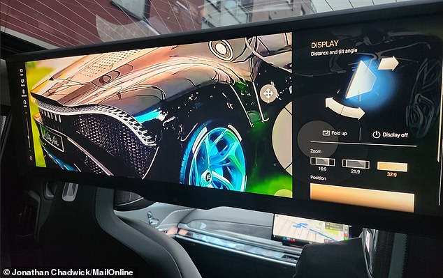 The proudest feature of the new vehicle is the cinema screen, which, at 32x9 inches, is truly super wide.