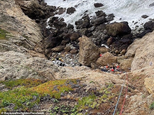 Rescue teams had to rappel down the side of the cliff, while others used helicopters to try to reach the family.