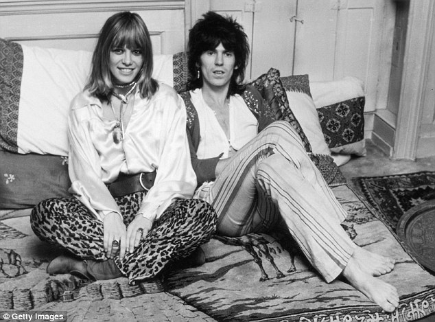 His inspiration: The 79-year-old Rolling Stones rock star has confessed that most of the clothes he owns were borrowed from the women in his life. [Pictured: Richards with girlfriend Anita Pallenberg in 1969]