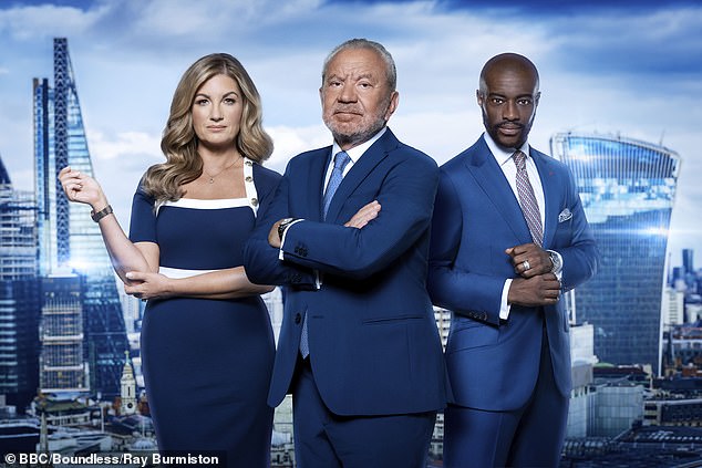 Sex ban: Contestants on the upcoming series of The Apprentice have reportedly been banned from sleeping with each other (series lead Lord Alan Sugar, 75, pictured with Baroness Kerren Brady, 53 (left) and Tim Campbell , 45, for the program)