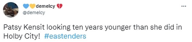 Questions: But many other viewers were distracted by Patsy's youthful good looks and took to Twitter to ask how she's kept looking so good.