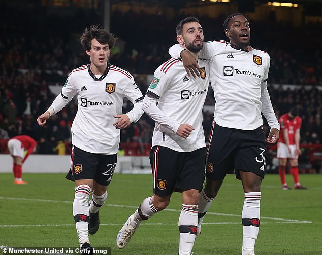 The problem at the visiting end arose when the United players came to celebrate Fernandes' goal in the 89th minute