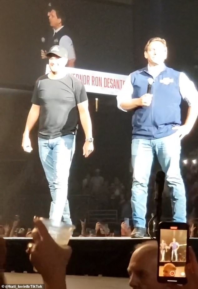 Controversial: The video comes three months after liberals vowed to 'cancel' country singer Bryan after he brought out Florida Gov. Ron DeSantis during a concert in Jacksonville on Friday, an event held to raise money for the efforts of Hurricane Ian relief for the embattled state.