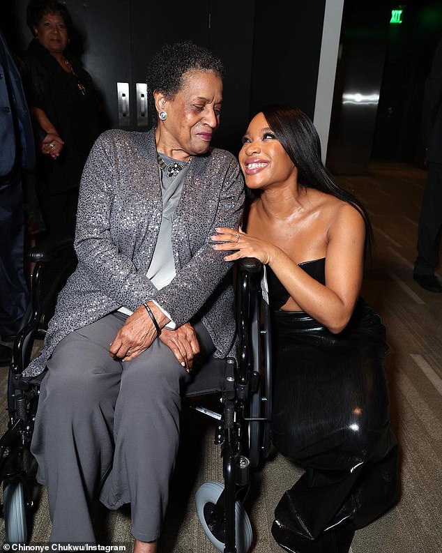 Share: Chukwu shared a snapshot of herself posing with civil rights activist Myrlie Evers-Williams at the premiere of Till in October 2022, with a touching caption