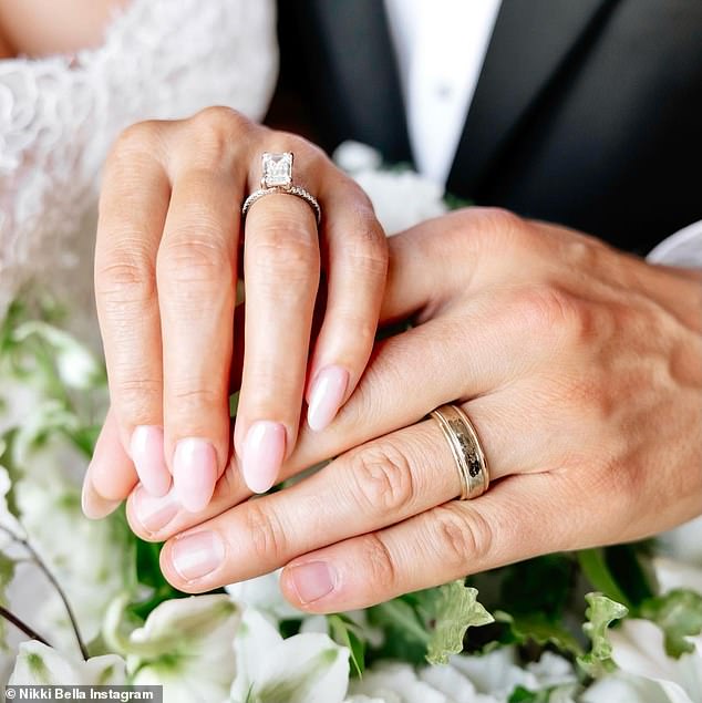 Pushing: Nikki also opened up about why her two-year-old son, Matteo, didn't make it down the aisle to serve as her ring bearer after he vomited 'all over' her white suit