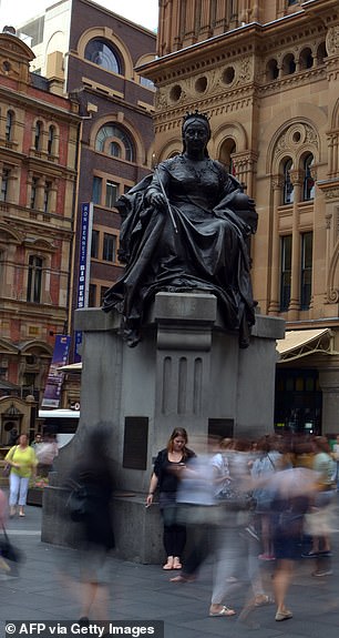 There are no statues commemorating First Nations people on public land (a statue of Queen Victoria in Sydney is pictured)