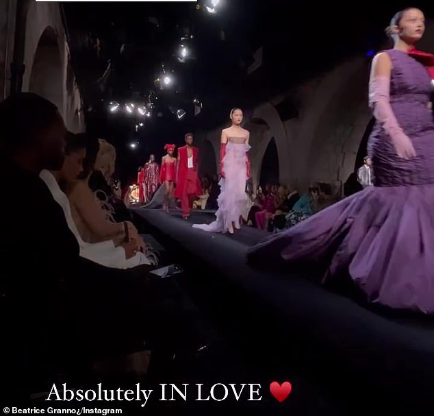 Fashionista: On her Instagram Story, Beatrice shared a snippet of Valentino's gorgeous collection strutting down the runway.  'Absolutely IN LOVE,' she wrote herself.