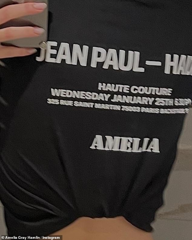 Throwback: The catwalk queen took a photo of a t-shirt personalized with her name