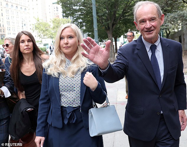 Plans have been drawn to 'maximize' the book's release with one editorial insider stating: 'There will be no greater occasion for your book than the king's coronation.'  Virginia Giuffre and attorney David Boies in August 2019 in New York Federal Court.