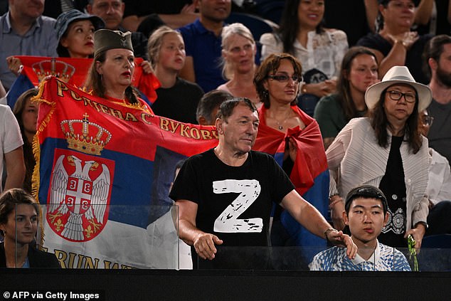 A fan has been seen at the Australian Open wearing an ultra-nationalist Russian war symbol