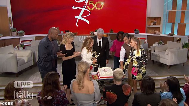 A cake was also brought to the set of the talk show for the momentous occasion.