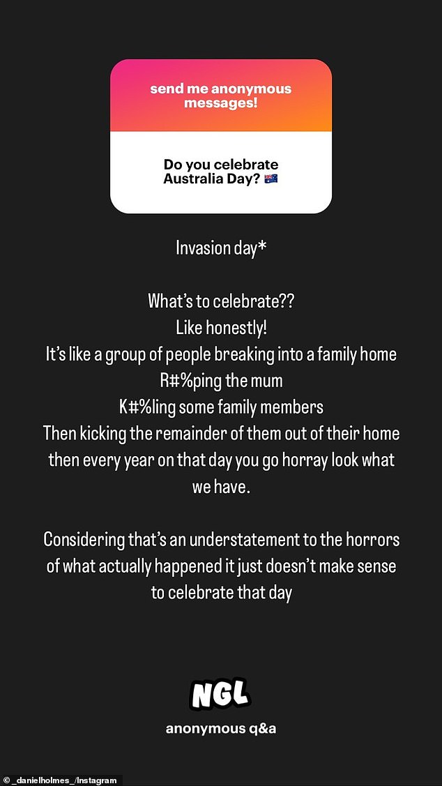 “It's like a group of people breaking into a family's house, raping the mother and killing family members.  Then kicking the rest of them out of her house and then every year on that day you say hooray look what she got,' she wrote.