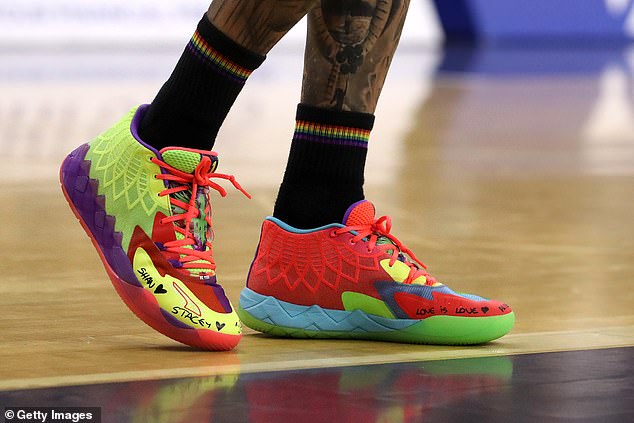 Phoenix star Mitchell Creek wore rainbow shoes during his team's win over Cairns during the NBL pride round