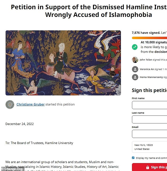 There was widespread support for the professor, with thousands of people signing a petition calling for her reinstatement.