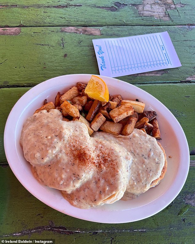 Country Breakfast: She also shared a delicious photo of her country breakfast, which included biscuits and gravy, as well as grilled potatoes.