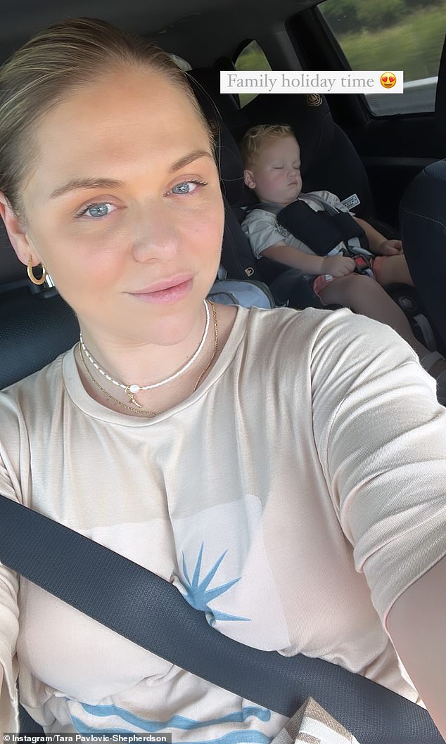 The Bachelor star Tara Pavlocic, 31, hit the road with her family and posted a sweet selfie capturing her and her two-year-old son Paddy in the car together.