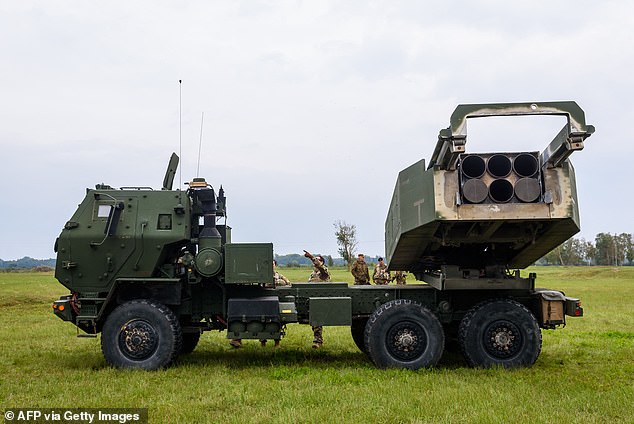 The truck-mounted HIMARS launchers fire GPS-guided missiles capable of hitting targets up to 50 miles away, a distance that puts them out of range of most Russian artillery systems.