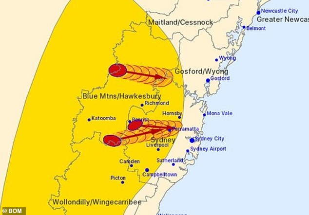 The Bureau of Meteorology issued this severe storm warning Thursday afternoon.