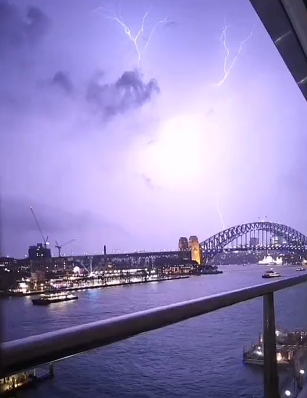 Thunderstorms hit Sydney (above) starting at 9:00pm on Tuesday and more rain is forecast to fall on the city on Wednesday and Friday