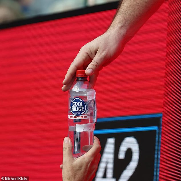 The water bottle Djokovic received from his team armed with a message: unknown what was written