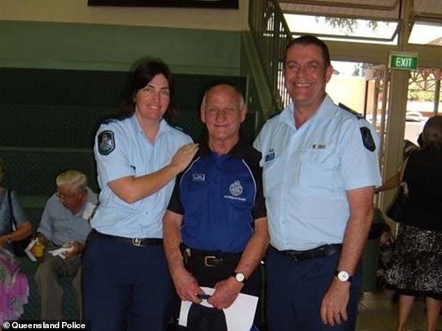 Sergeant Senator Michelle Mullen (left) is pictured with Tom Searles and Sergeant Senator Greg Bishop in 2013