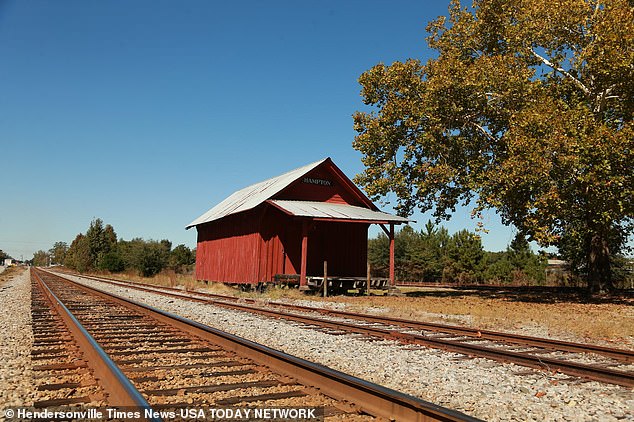 Train tracks are seen in Hampton County.  Murdaugh Sr died on July 19, 1940 when his car mysteriously stopped at a railroad crossing when a train stopped in the middle of the night.