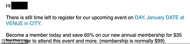 In the US, a person was distraught after an organization emailed them about an event but forgot to update their details.