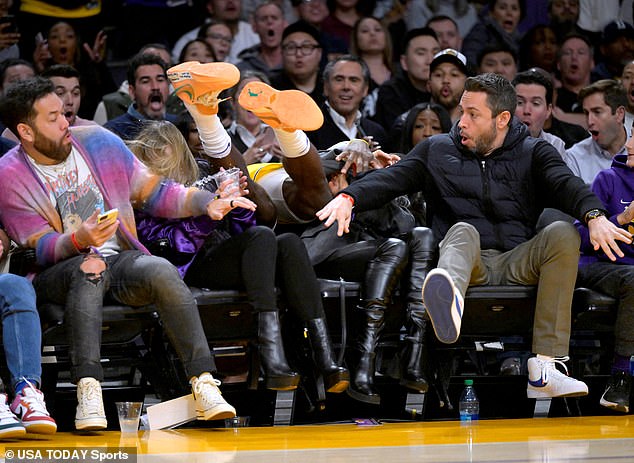 Oh!  The game was not without its chaos, as LeBron James landed on top of a shocked fan sitting courtside as he dove for the ball.