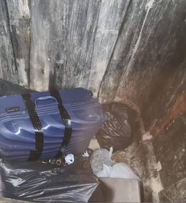 Valentina Trespalacios' body was found inside a blue suitcase (pictured) that was dumped inside a garbage container in the Colombian capital city of Bogotá.