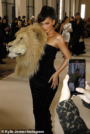 Wild: The show sparked controversy when animal heads used on the dresses were mistaken for taxidermy (Kylie Jenner pictured)