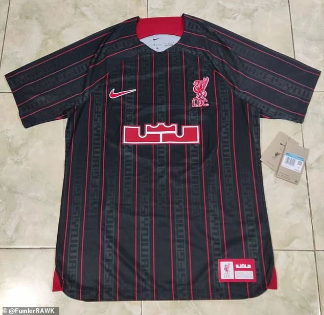 The shirt matched an image leaked earlier this month of Lebron James' collaboration with Liverpool.