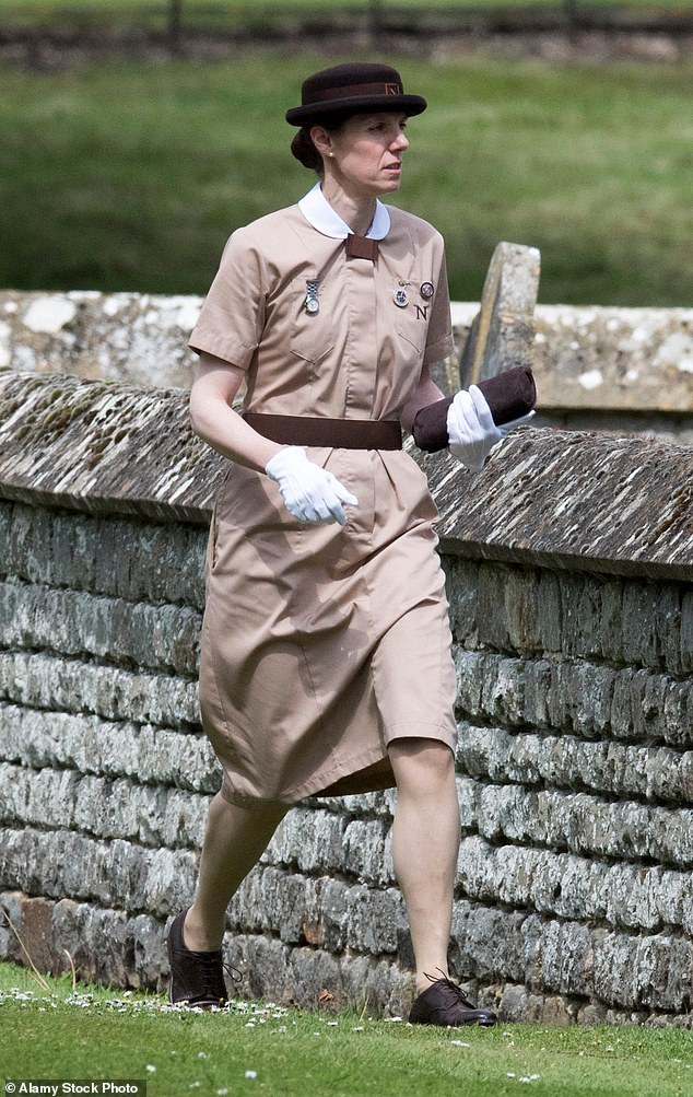 Norland's nanny Maria Borrallo pictured arriving at Pippa Middleton's wedding in 2017 in her full uniform