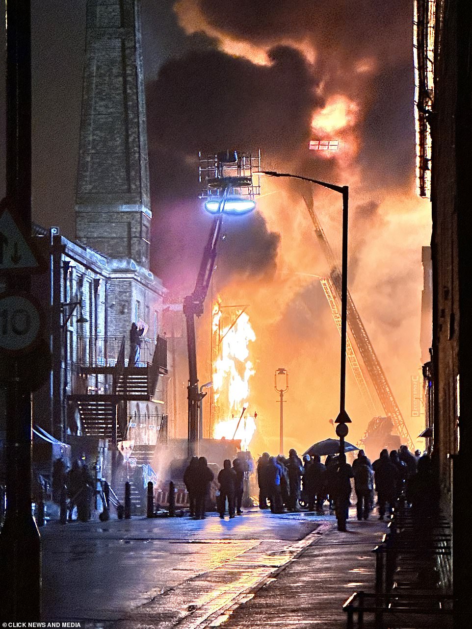 Flames were seen shooting into the sky as filming took place under the cover of darkness last night in Kent.