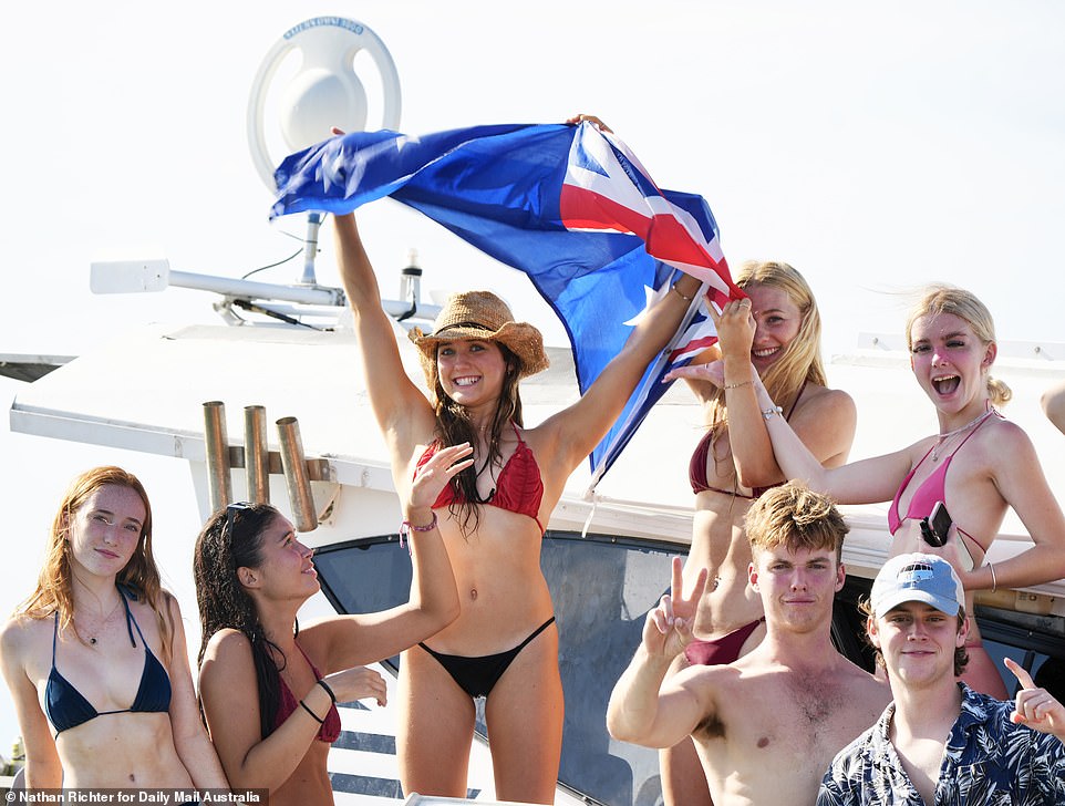 An increasingly rare site at Australia Day celebrations, Australian flags were proudly displayed