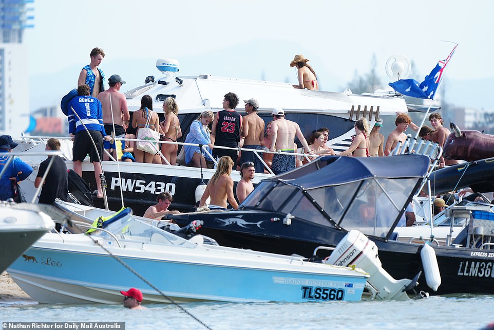 The Gold Coast was awash with boats as locals and tourists came out to enjoy the beautiful weather.