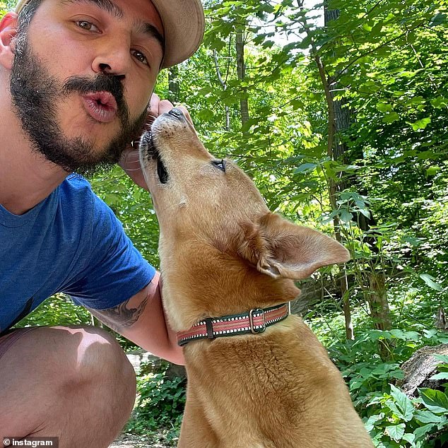 Jose and a dog.  She started out walking dogs in Prospect Park, but now covers Brooklyn and Manhattan.