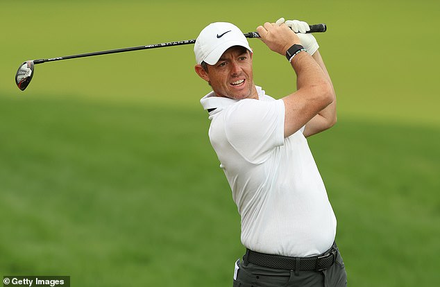 Meanwhile, Rory McIlroy is two strokes behind after 15 holes before his loop was interrupted.